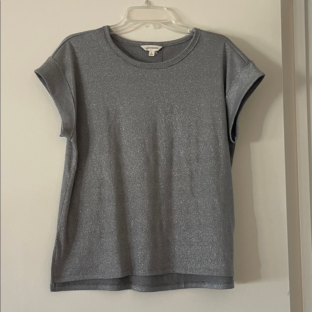 Lucky Brand Shimmering Gray Short Sleeve Tee